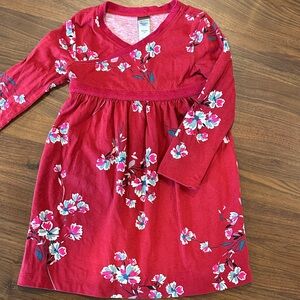 Floral Dark Red Kids Dress